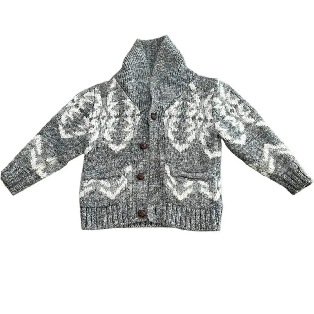 Baby Gap Kid's Gray Aztec Lebowski Button Front Cardigan Sweater Size 3T